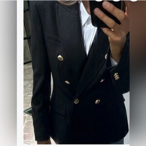 Zara Black Double-Breasted Women's Blazer